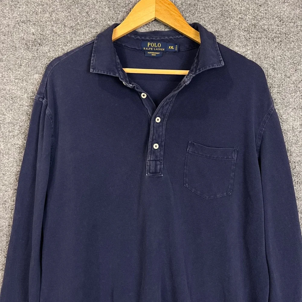 Polo Ralph Lauren Polo Shirt Mens XXL Navy Blue Excellent Featherweight Mesh